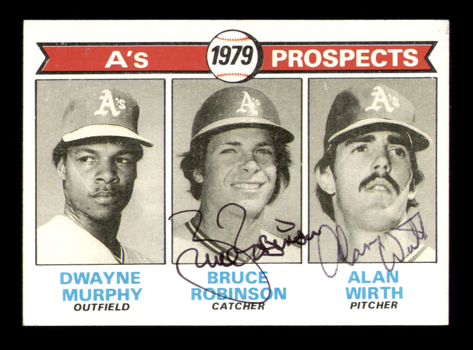 Bruce Robinson & Alan Wirth Autographed 1979 Topps Rookie Card #711 Oakland A's