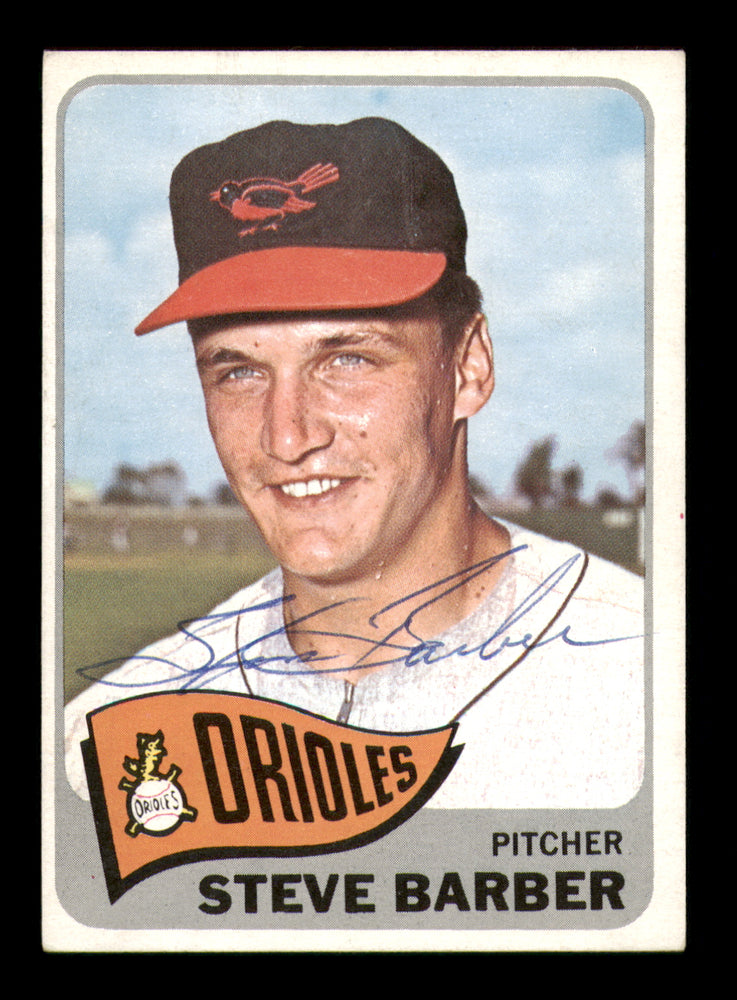 Steve Barber Autographed 1965 Topps Card #113 Baltimore Orioles