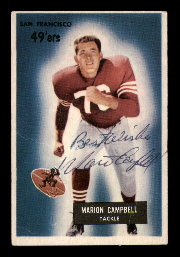 Marion Campbell Autographed 1955 Bowman Card #94 San Francisco 49ers "Best Wishes"