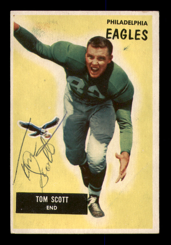 Tom Scott Autographed 1955 Bowman Card #105 Philadelphia Eagles