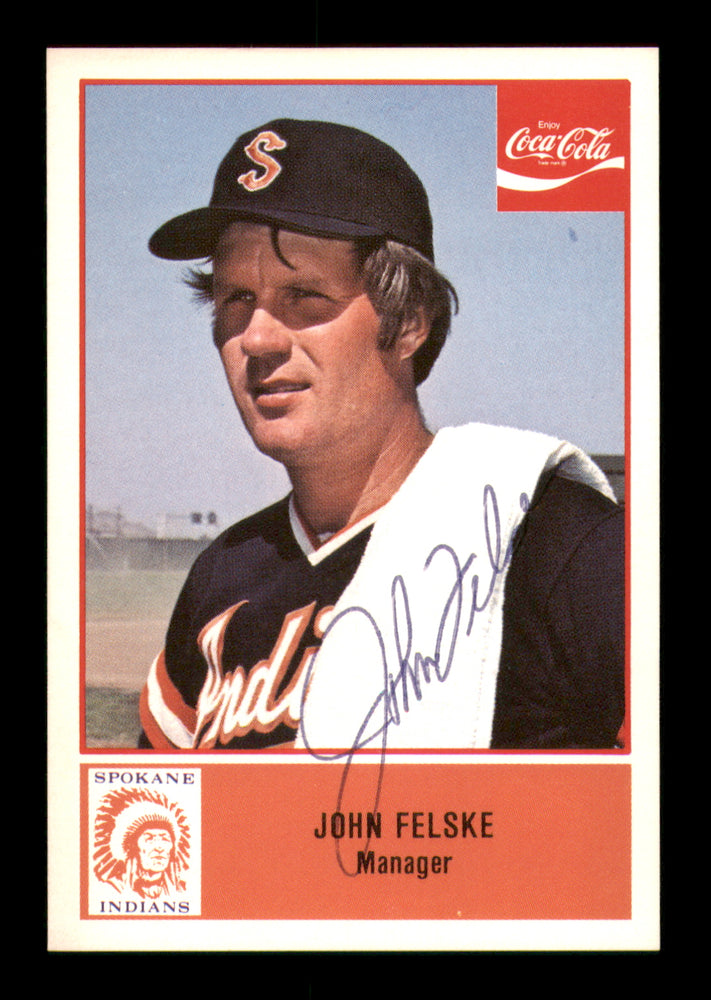 John Felske Autographed 1977 Cramer Card #74 Spokane Indians
