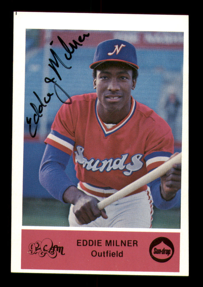 Eddie Milner Autographed 1979 Sun-Drop Rookie Card Nashville Sounds