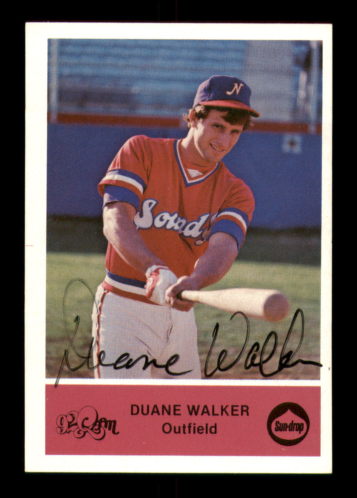 Duane Walker Autographed 1979 Sun-Drop Rookie Card Nashville Sounds
