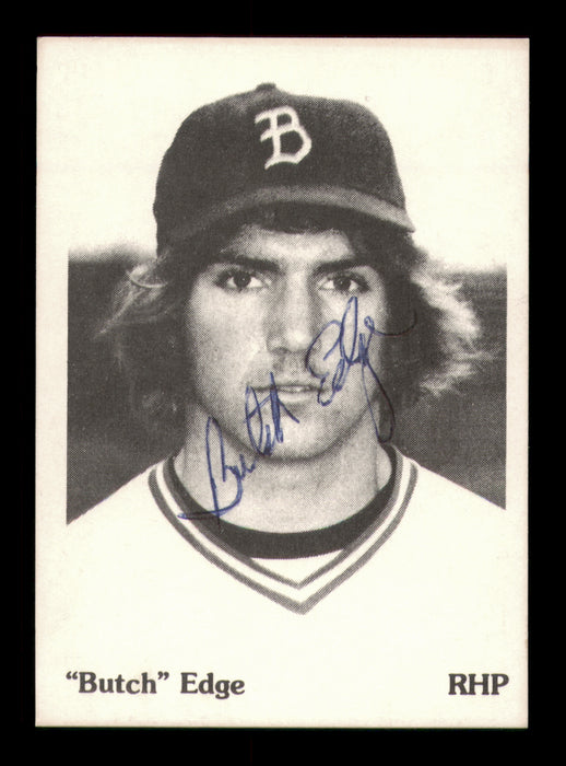 Butch Edge Autographed 1975 TCMA Rookie Card Burlington Bees (Signed Twice)
