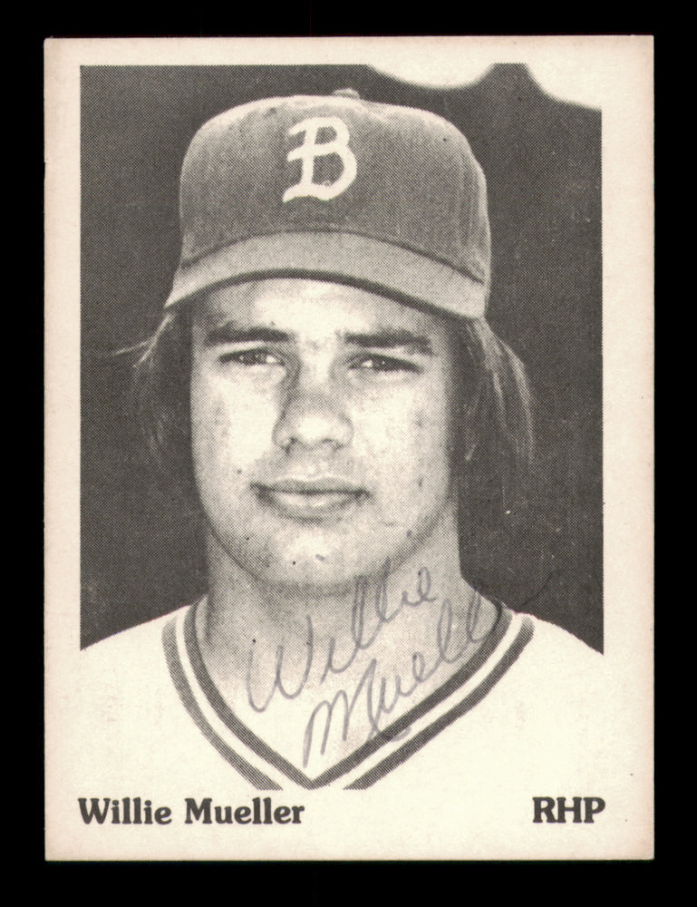 Willie Mueller Autographed 1975 TCMA Rookie Card Burlington Bees