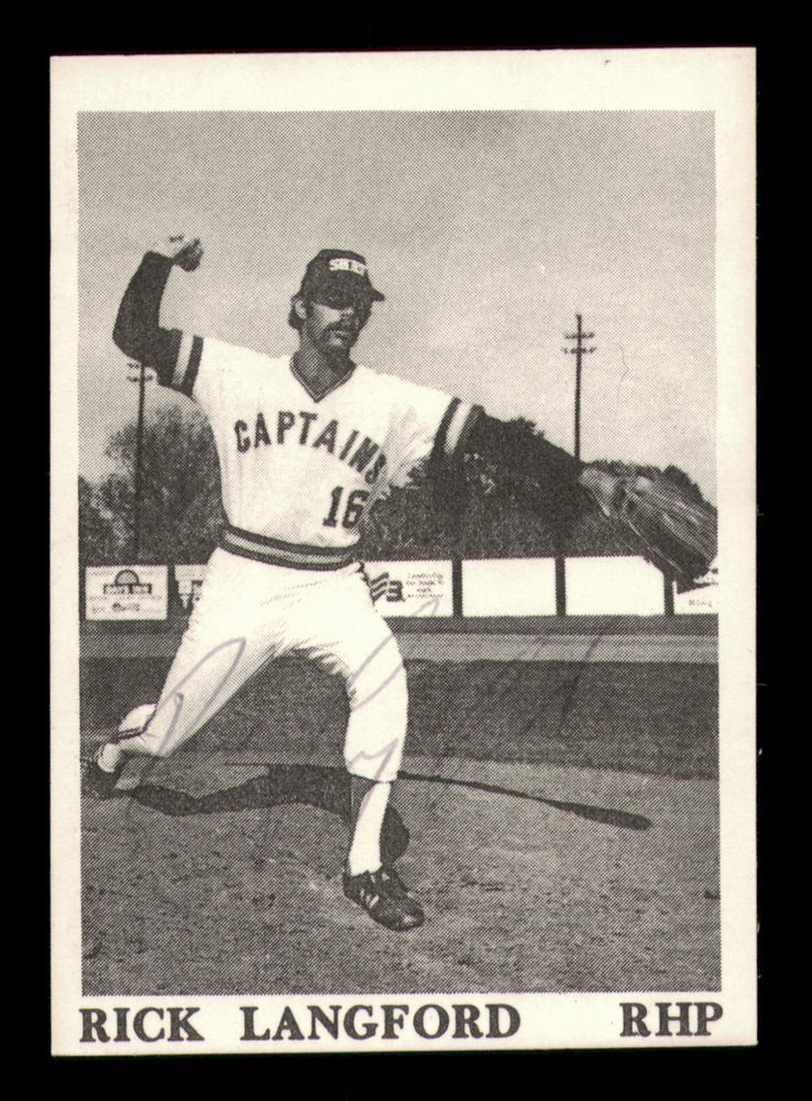 Rick Langford Autographed 1975 TCMA Rookie Card Shreveport Captains