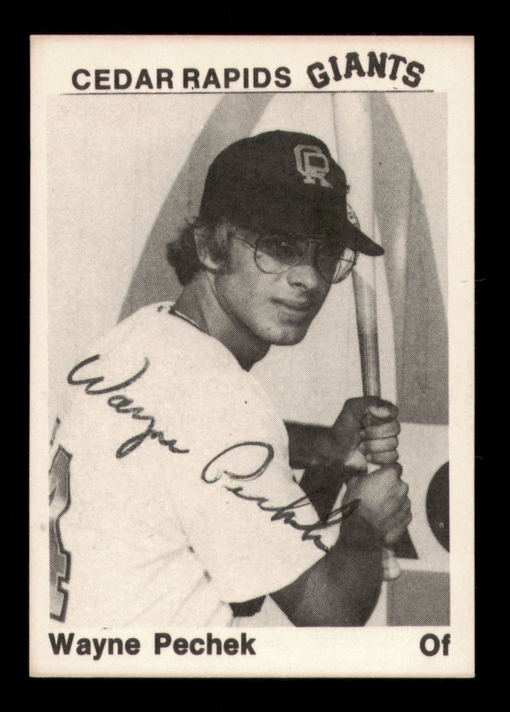 Wayne Pechek Autographed 1976 TCMA Rookie Card Cedar Rapids Giants