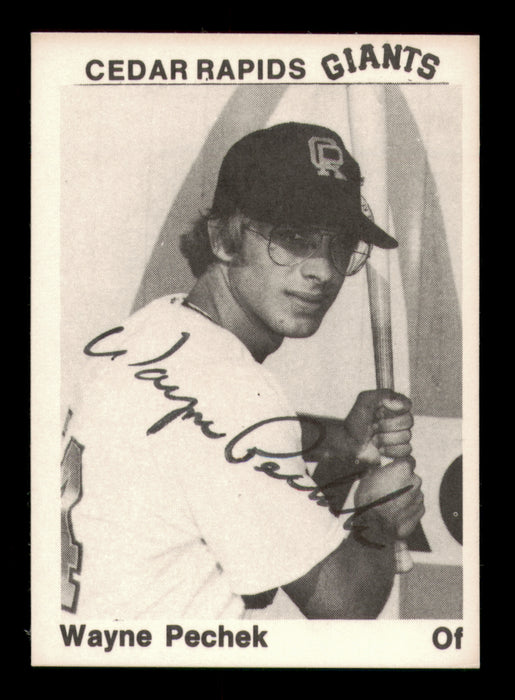 Wayne Pechek Autographed 1976 TCMA Rookie Card Cedar Rapids Giants