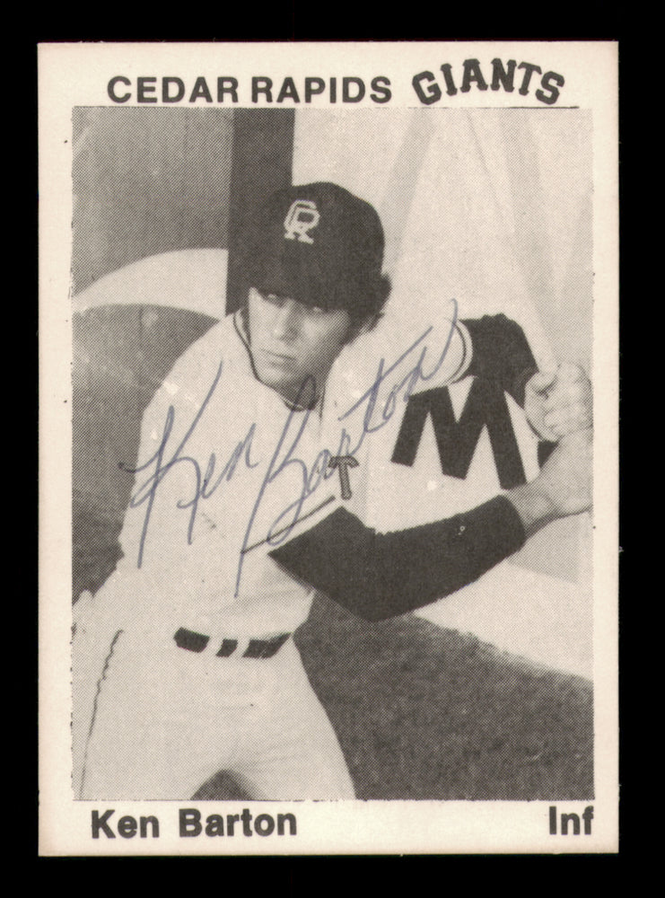 Ken Barton Autographed 1976 TCMA Rookie Card Cedar Rapids Giants
