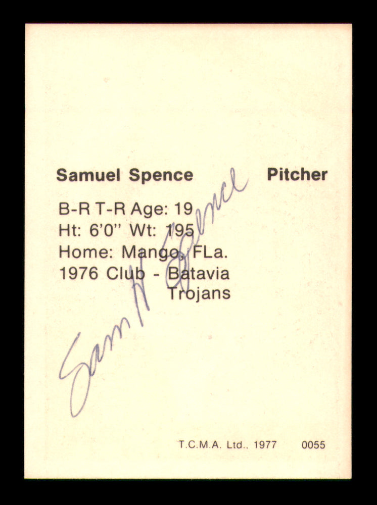 Samuel Sam Spence Autographed 1977 TCMA Rookie Card Waterloo Indians