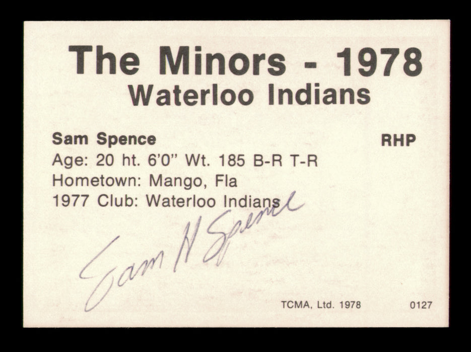 Samuel Sam Spence Autographed 1978 TCMA Card #127 Waterloo Indians