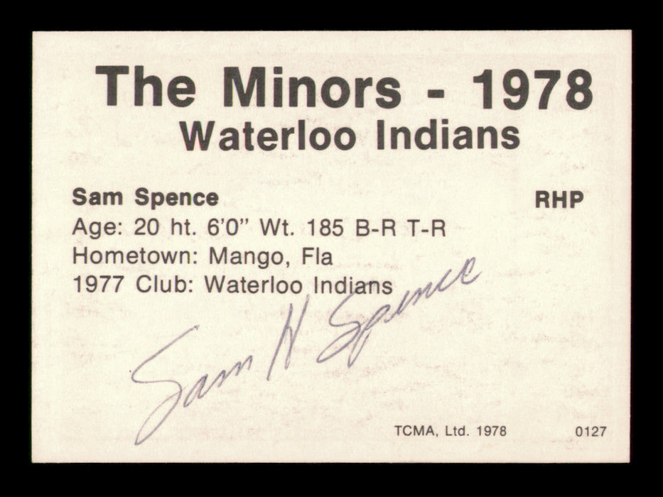 Samuel Sam Spence Autographed 1978 TCMA Card #127 Waterloo Indians