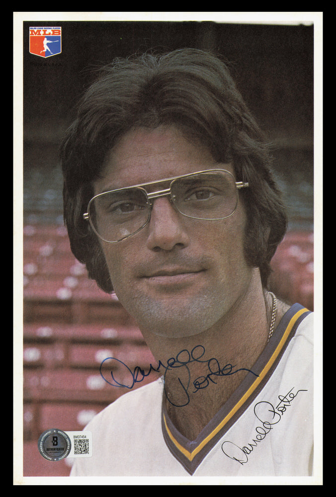 Darrell Porter Autographed 6x9 Team Issued Photo Milwaukee Brewers 1976 Beckett BAS QR #BM37454