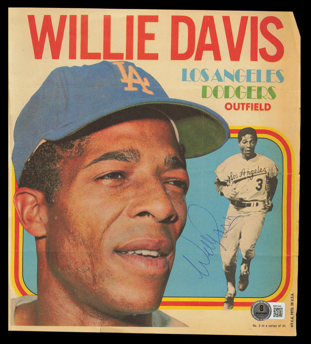 Willie Davis Autographed 1970 Topps Poster Los Angeles Dodgers #3 Beckett BAS QR #BM37444