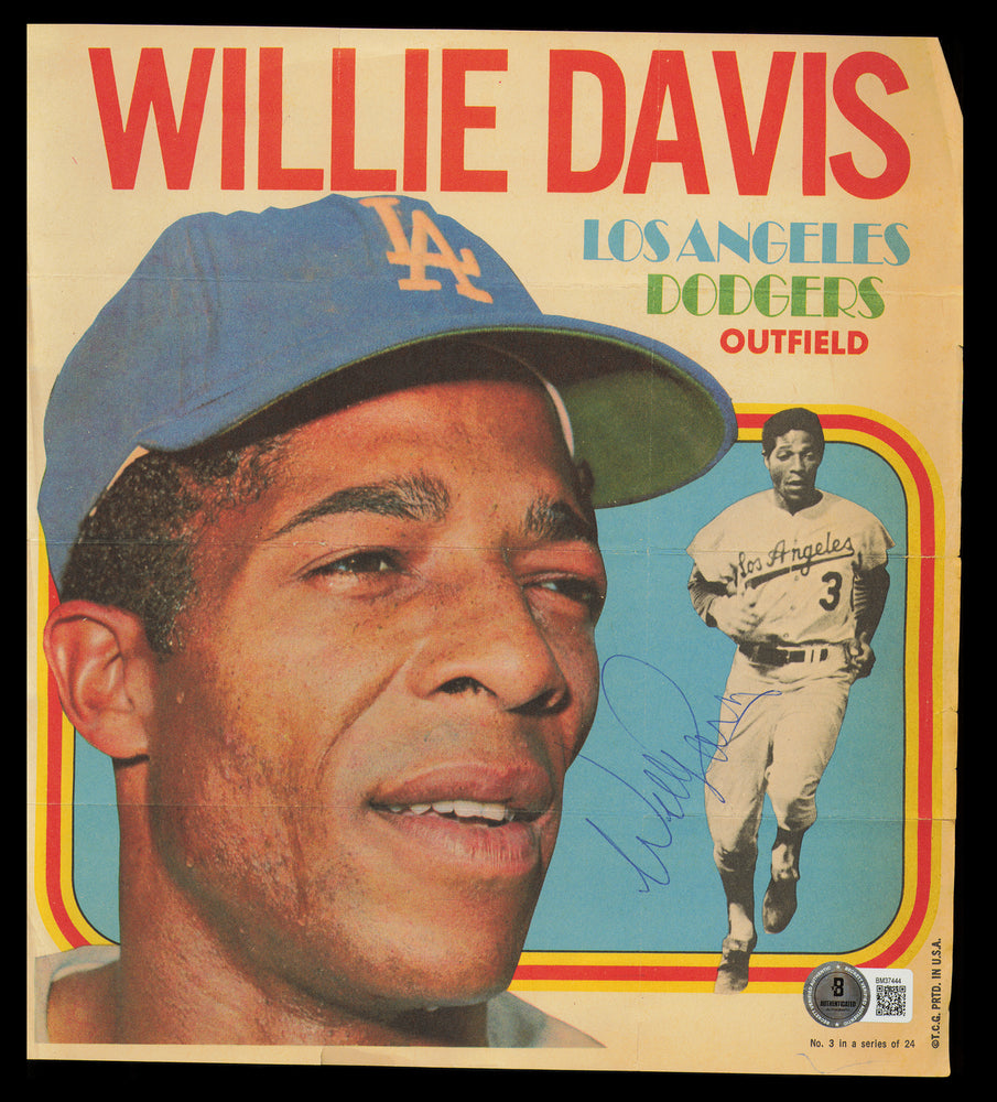 Willie Davis Autographed 1970 Topps Poster Los Angeles Dodgers #3 Beckett BAS QR #BM37444