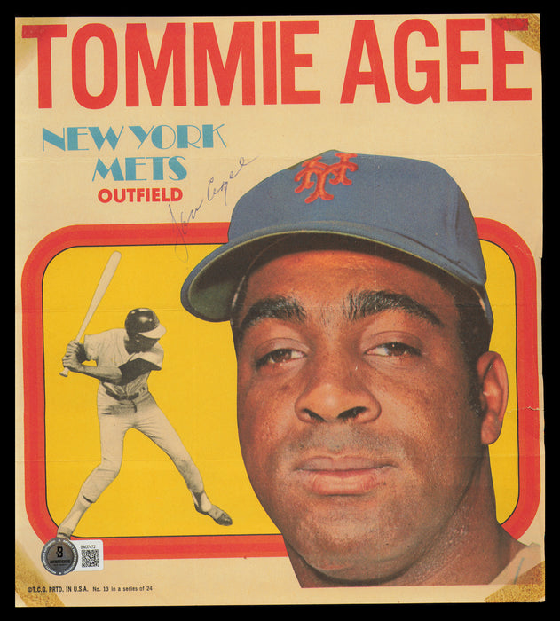 Tommie Agee Autographed 1970 Topps Poster New York Mets #13 Beckett BAS QR #BM37472