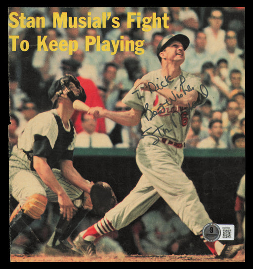 Stan Musial Autographed 8x8 Magazine Page Photo St. Louis Cardinals "To Dick" Beckett BAS QR #BM37526