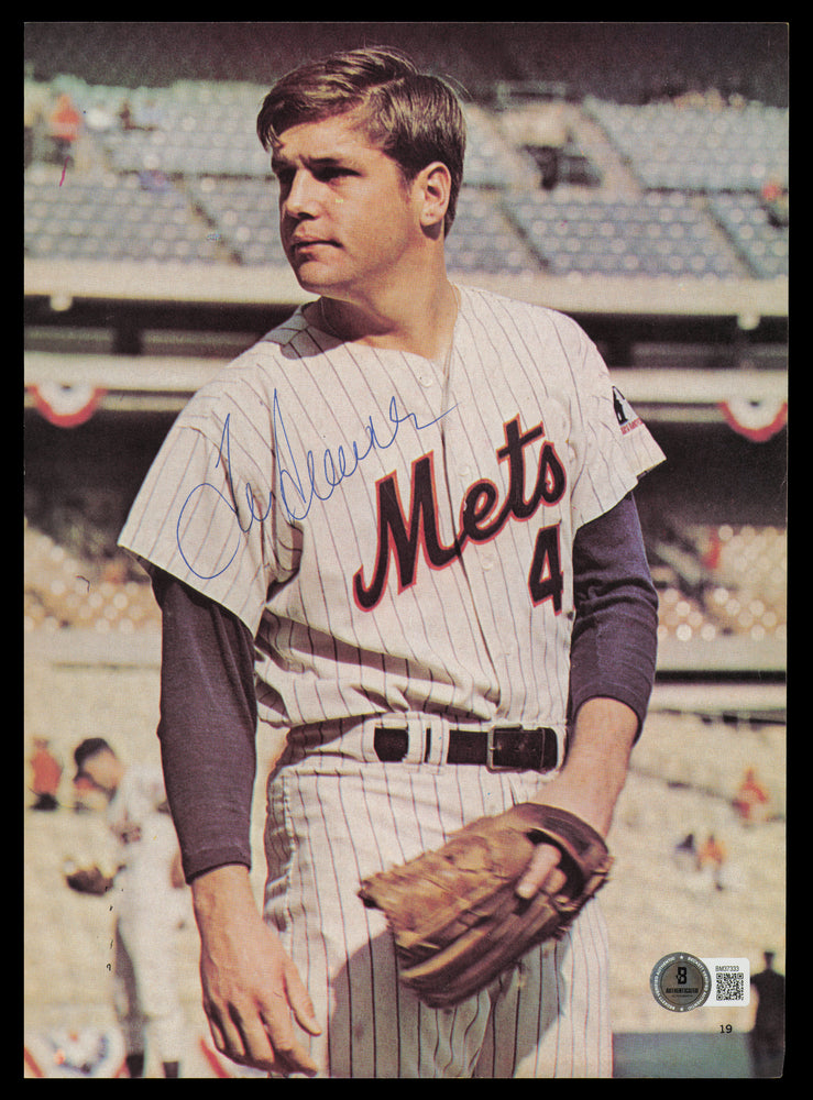 Tom Seaver Autographed 8x11.5 Magazine Page Photo New York Mets Beckett BAS QR #BM37333