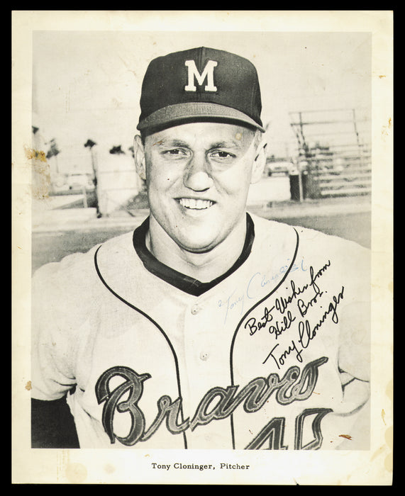 Tony Cloninger Autographed 8.5x10.5 Photo Milwaukee Braves
