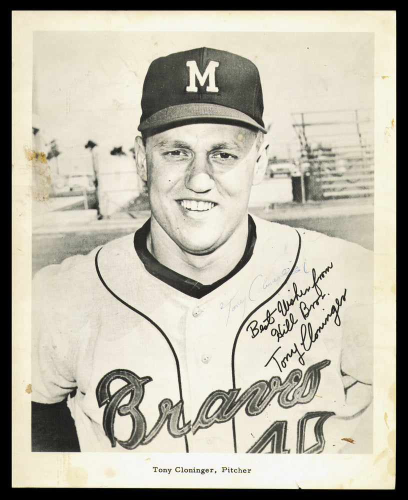 Tony Cloninger Autographed 8.5x10.5 Photo Milwaukee Braves