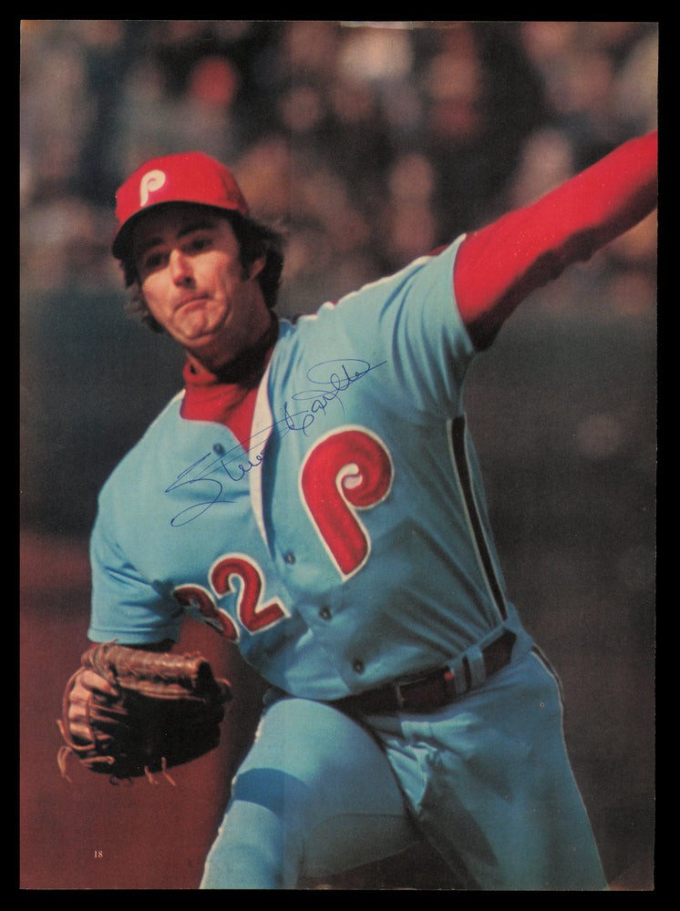 Steve Carlton Autographed 8.5x11 Magazine Page Photo Philadelphia Phillies Vintage Signature