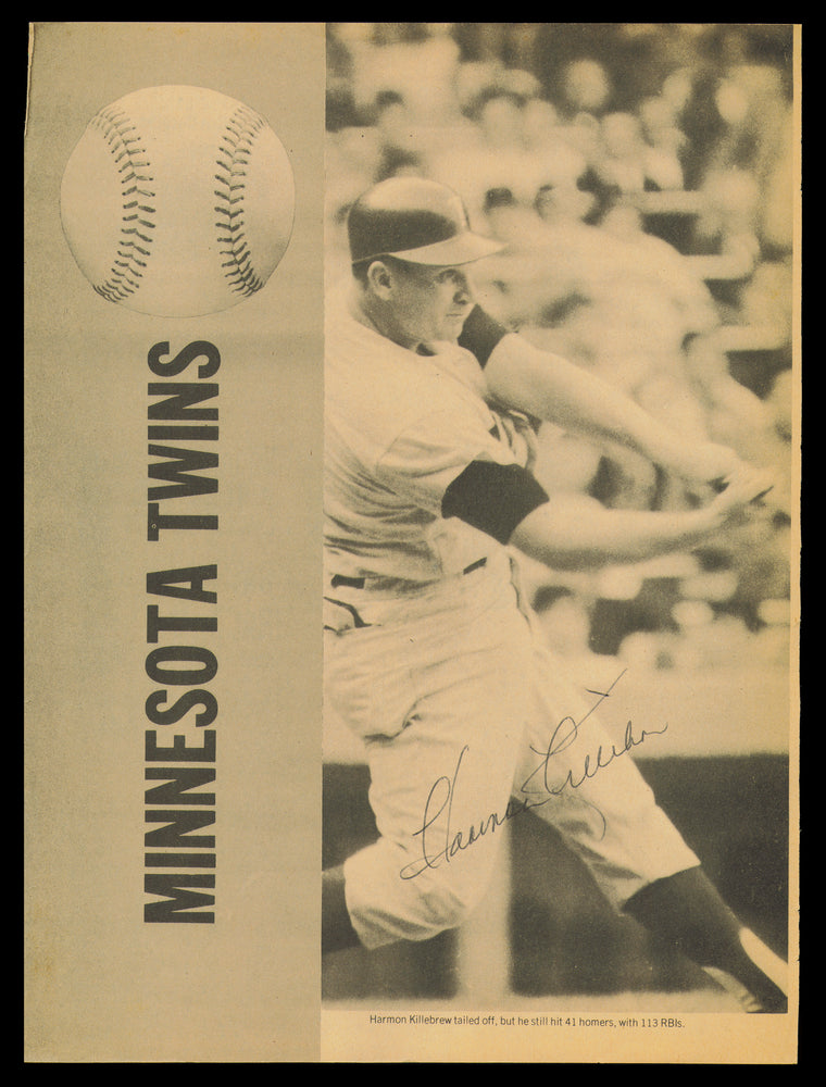 Harmon Killebrew Autographed 8.5x11.5 Magazine Page Photo Minnesota Twins