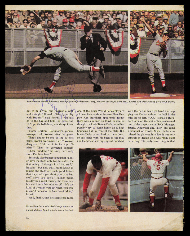 Brooks Robinson & Ellie Hendricks Autographed 8x11 Magazine Page Photo Baltimore Orioles