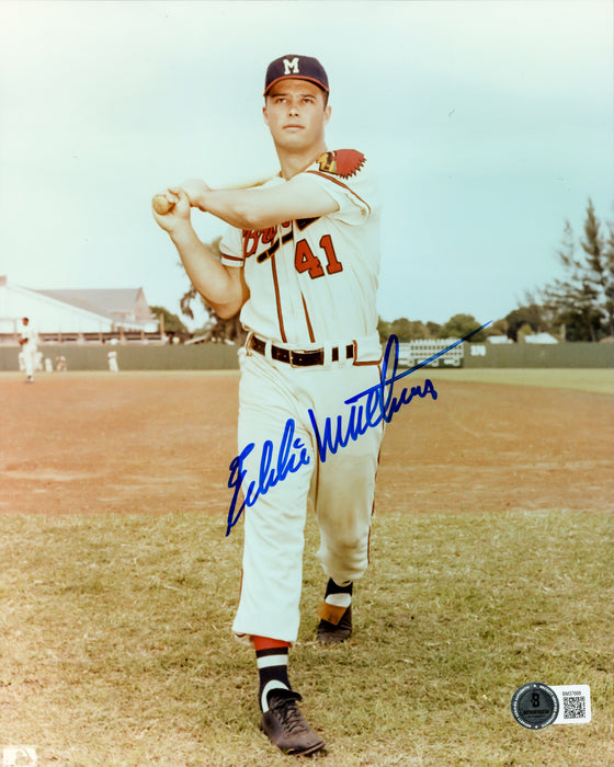 Eddie Mathews Autographed 8x10 Photo Milwaukee Braves Beckett BAS QR