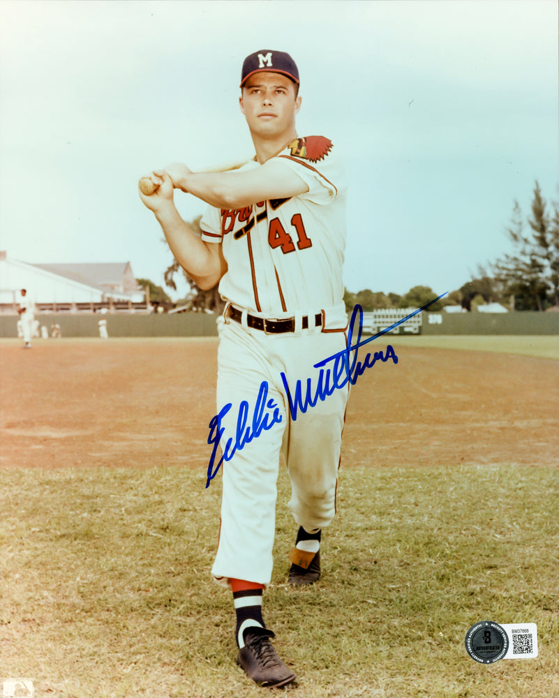 Eddie Mathews Autographed 8x10 Photo Milwaukee Braves Beckett BAS QR