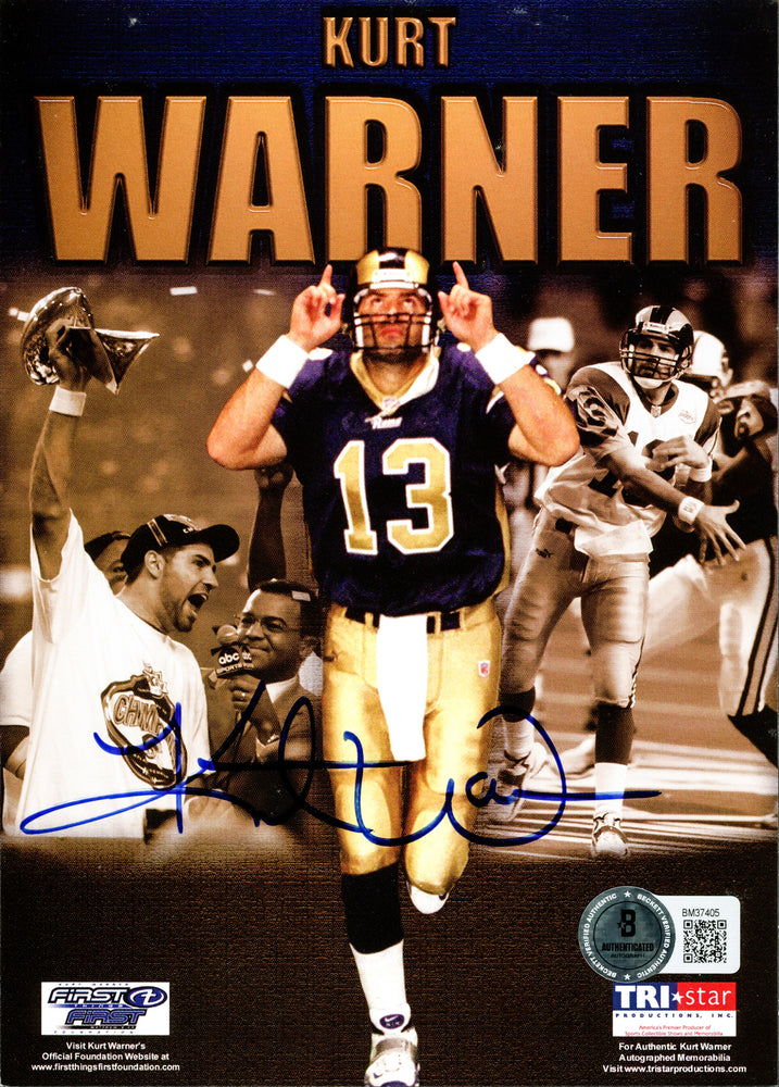 Kurt Warner Autographed 5x7 Photo St. Louis Cardinals Beckett BAS QR