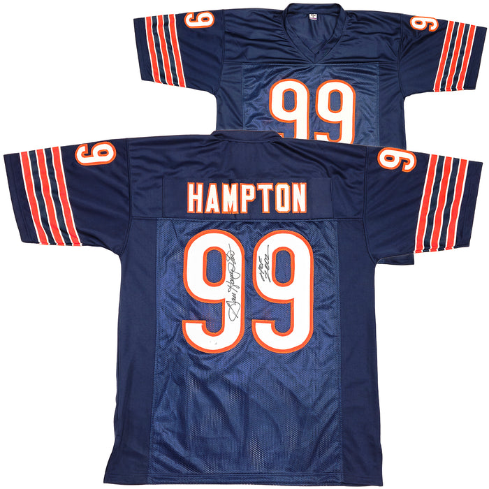 Chicago Bears Dan Hampton Autographed Blue Jersey "HOF 2002" Beckett BAS Witness