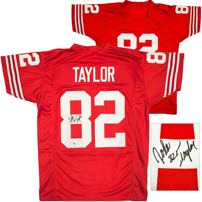 San Francisco 49ers John Taylor Autographed Red Jersey Beckett BAS Witness