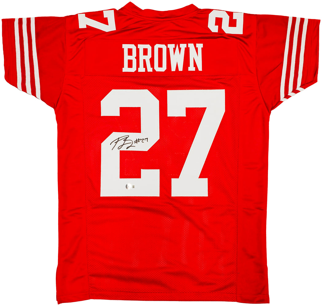 San Francisco 49ers Ji'Ayir Brown Autographed Red Jersey Beckett BAS Witness
