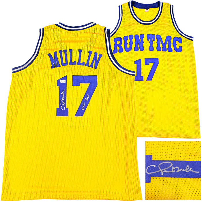Golden State Warriors Chris Mullin Autographed Yellow Jersey "HOF 2011" Beckett BAS Witness