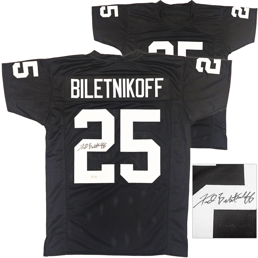 Oakland Raiders Fred Biletnikoff Autographed Black Jersey Beckett BAS Witness