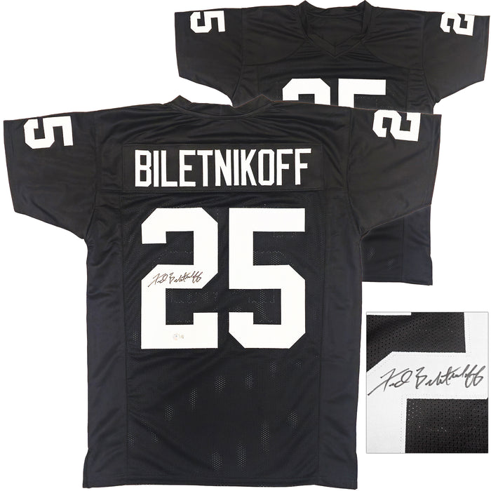 Oakland Raiders Fred Biletnikoff Autographed Black Jersey Beckett BAS Witness
