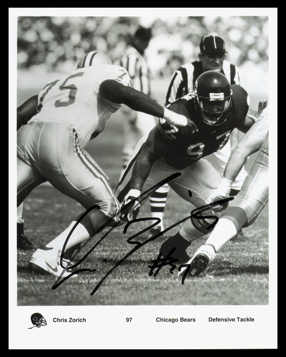 Chris Zorich Autographed 8x10 Photo Chicago Bears