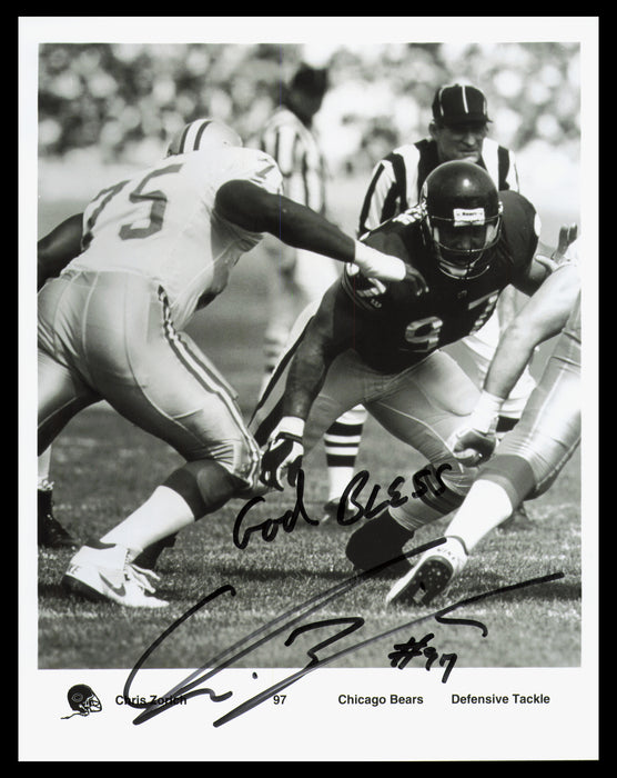 Chris Zorich Autographed 8x10 Photo Chicago Bears "God Bless"