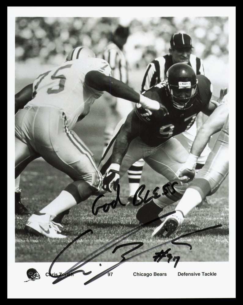 Chris Zorich Autographed 8x10 Photo Chicago Bears "God Bless"