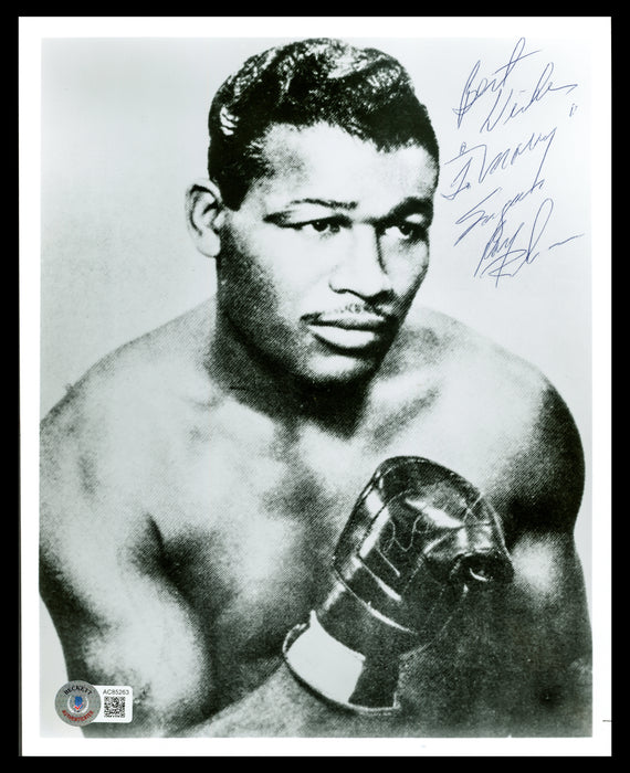 Sugar Ray Robinson Autographed 8x10 Photo "Best Wishes To Mary" Beckett BAS #AC85263