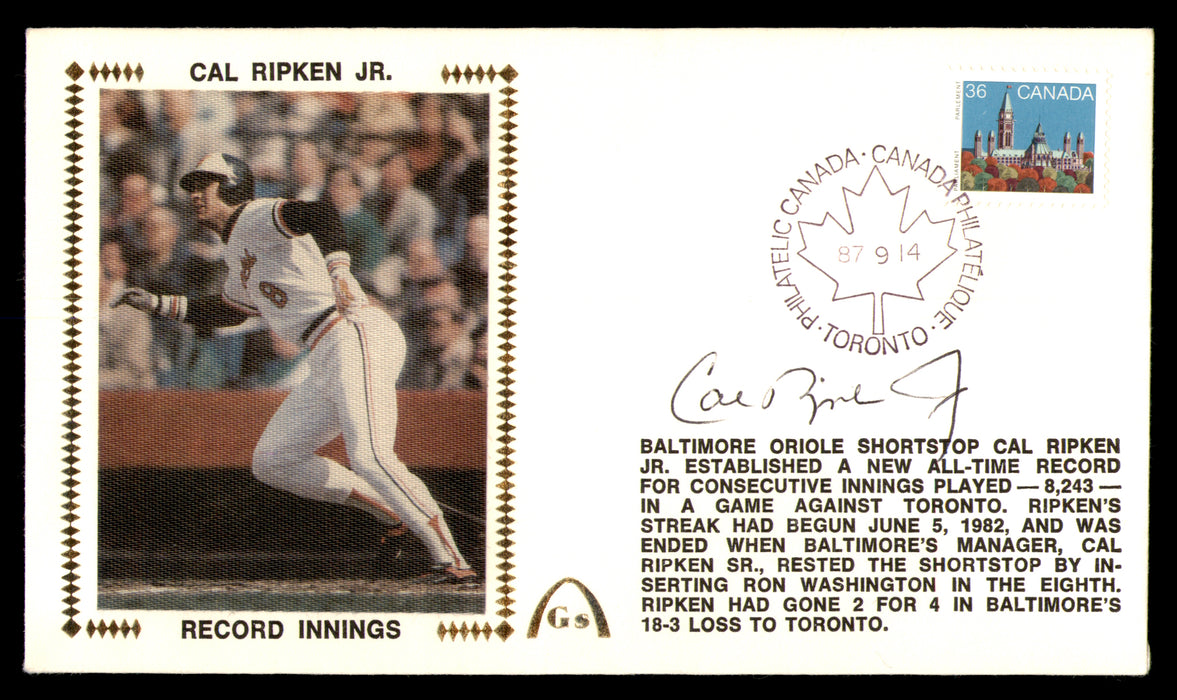 Cal Ripken Jr. Autographed First Day Cover Baltimore Orioles