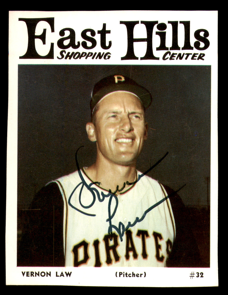 Vernon Vern Law Autographed 1966 East Hills Card #32 Pittsburgh Pirates