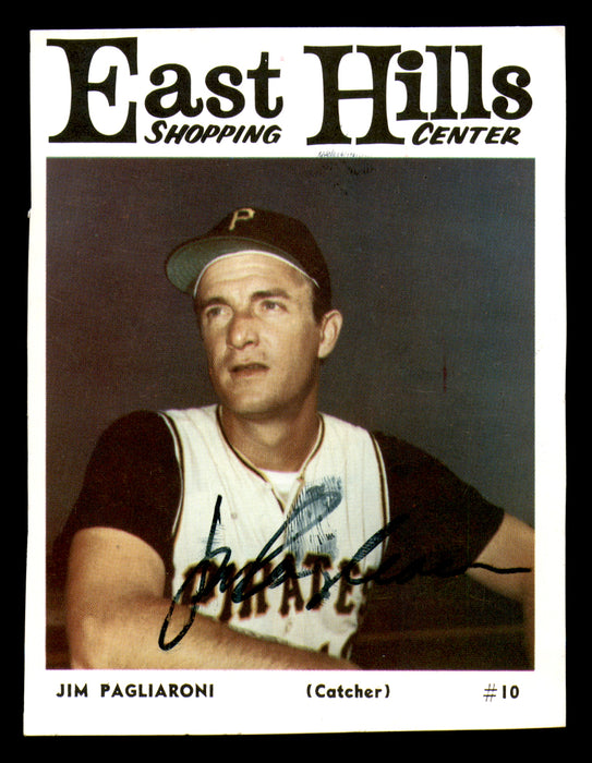 Jim Pagliaroni Autographed 1966 East Hills Card #10 Pittsburgh Pirates (Smudged)