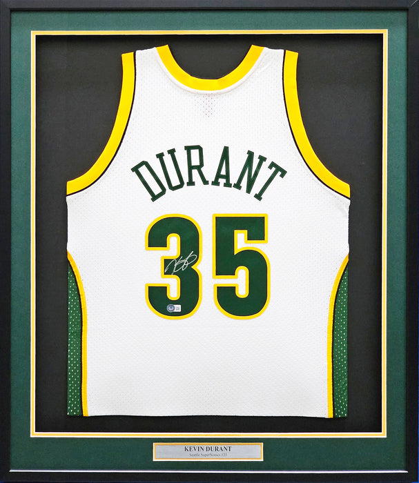 Seattle Supersonics Kevin Durant Autographed Framed White Authentic Mitchell & Ness HWC Swingman 2007-08 Jersey Beckett BAS QR