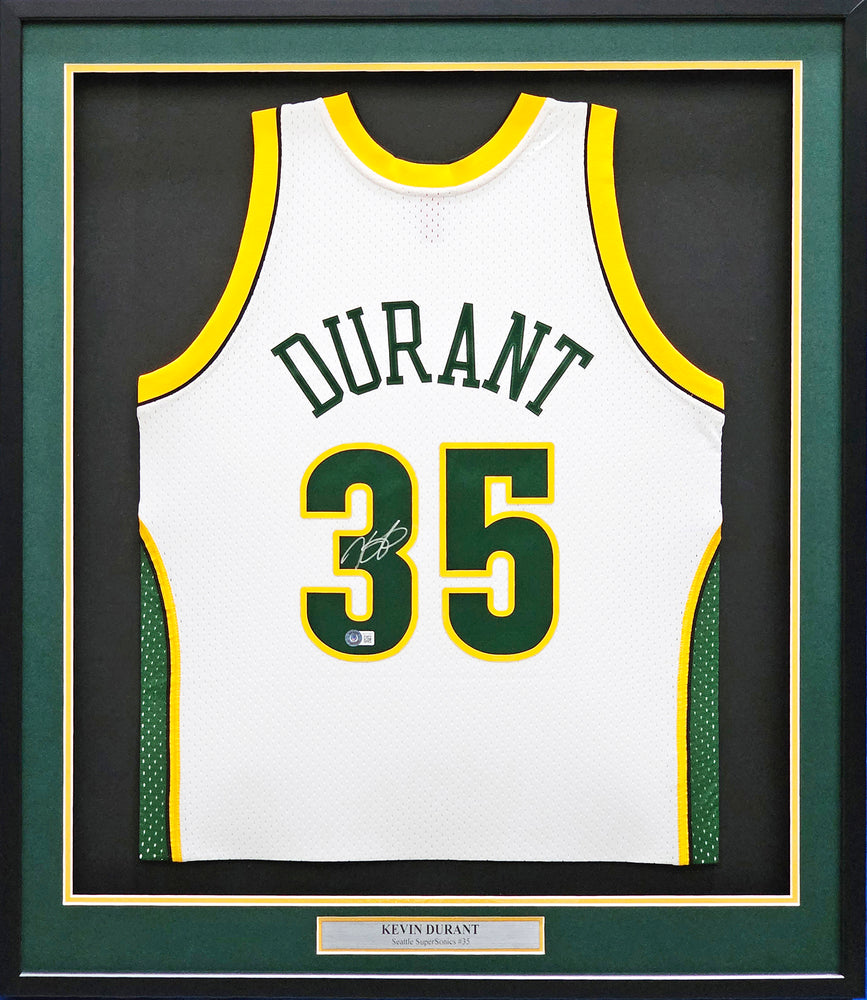 Seattle Supersonics Kevin Durant Autographed Framed White Authentic Mitchell & Ness HWC Swingman 2007-08 Jersey Beckett BAS QR