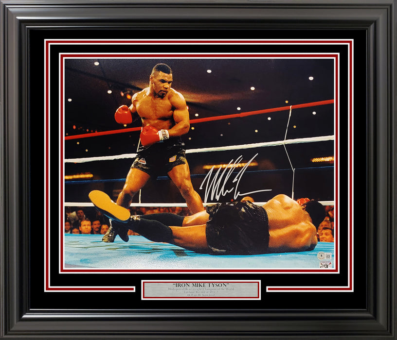Mike Tyson Autographed Framed 16x20 Photo Standing Over Beckett BAS QR