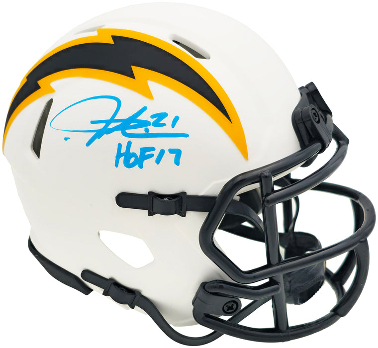 LaDainian Tomlinson Autographed San Diego Chargers Lunar Eclipse White Speed Mini Helmet "HOF 17" Beckett BAS Witness