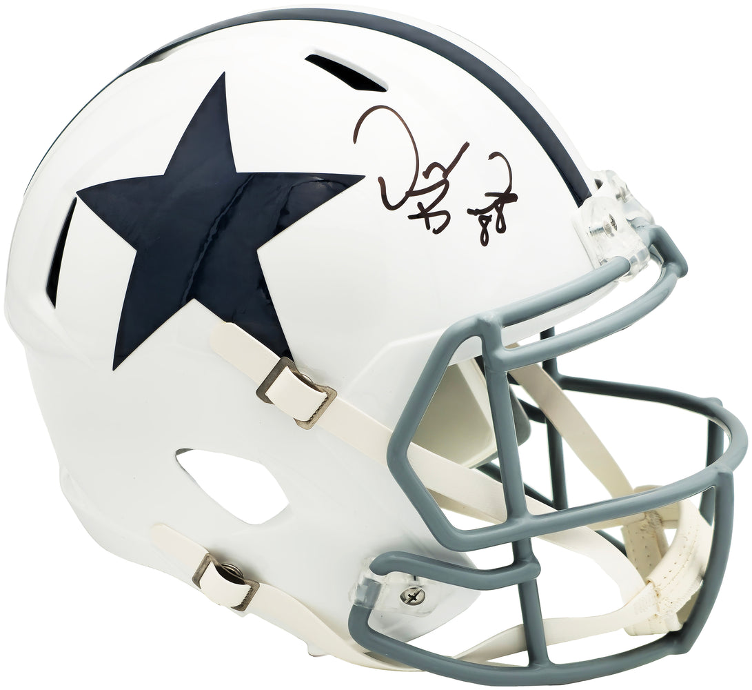 Dez Bryant Autographed Dallas Cowboys White Throwback Full Size Speed Replica Helmet Beckett BAS Witness