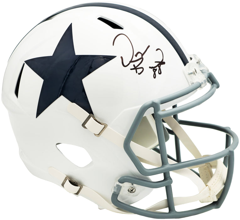 Dez Bryant Autographed Dallas Cowboys White Throwback Full Size Speed Replica Helmet Beckett BAS Witness