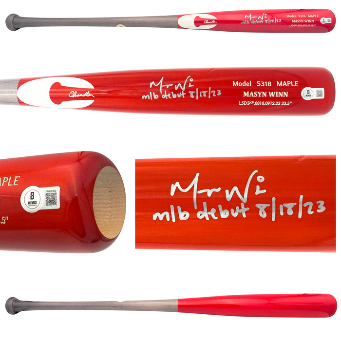 Masyn Winn Autographed Red Chandler Player Model Baseball Bat St. Louis Cardinals "MLB Debut 8/18/23" Beckett BAS Witness